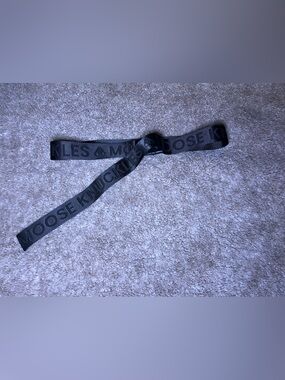 Moose Knuckles Embossed Black Logo Webbing Belt